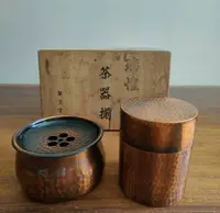 在飛比找樂天市場購物網優惠-日本回流純銅茶葉罐 建水套裝 木盒裝1