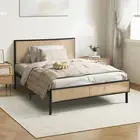 Oikiture Metal Bed Frame Single Size Beds Base Platform Rattan