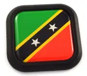 St. Kitts and Nevis Flag Square Black rim Emblem Car 3D Decal Badge Bumper 2"