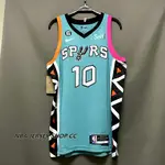 男式全新原創 NBA 聖安東尼奧馬刺隊 JEREMY SOCHAN #10 城市版綠色球衣 SWINGMAN 熱壓 E