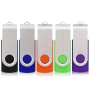 Flash Drive 4GB 5 Pack, USB 2.0 Swivel Thumb Drives Bulk Memory Stick for Dat...