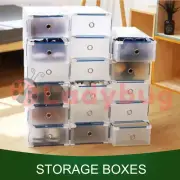 20pcs Clear Shoe Boxes Stackable Storage Drawer Foldable Shoe Case Home Wardrobe