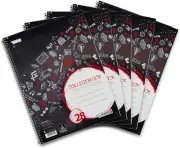 A4 Squared Margin Notebook - Red (Pack of 5)