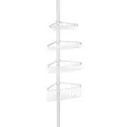 iDesign York Tension Adjustable Corner Shower Bathroom Wire Caddy White 59.6cm