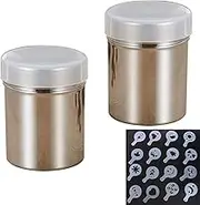 Tongke Chocolate Shakers [200ML-7OZ] Stainless Steel, Mesh Powder Shaker for Coffee Cocoa Cinnamon Powder with Lid, with 16 pcs Printing Molds Stencils