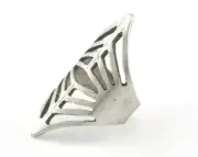 Rhombus Adjustable Ring Antique Silver Plated Brass 8.5US size 2637