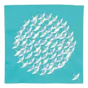 Musubi Furoshiki 50 Hime Musubi Adeline Klam Crane Turquoise 50cm Organic Cotton