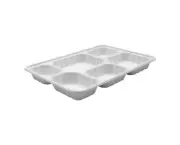 200xWhite 6 Compartment Takeaway Tray - Disposable & Takeaway, Eco-Friendly