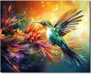 TUMOVO Paint by Numbers for Adults, Hummingbird in Flight Adults' Paint-by-Number Kits Color Animal Paint by Number on Canvas Paint-by-Number Kits Home Wall Decoration, 16 x20 Inch