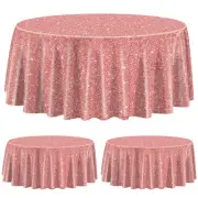3 Pack Pink Rose Gold Tablecloths for Round Table, 84x84'' Rose Gold Sequin P...
