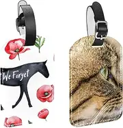 [WOSHJIUK] Luggage Tags,2 Pack Labels Suitcase Tags,Portrait Animal Cat,Luggage Tags Privacy Protection Travel Bag Tag