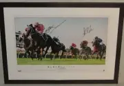Black Caviar Ltd Edition Large Dual Signed Print Framed Moody & Nolen + SE COA