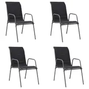 Stackable Garden Chairs 4 pcs Steel and Textilene Black vidaXL