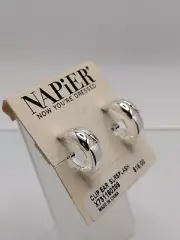Beautiful Vintage Napier Silver Tone Screw Back Earrings NWT