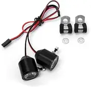 3W RC Car LED Spotlights, LED RC Car Spotlights with 5-7V Power Supply, Aluminum Alloy Searchlights Spare Part, Universal Compatible RC Car Searchlights (Black)
