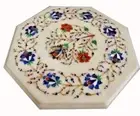 12" White Marble Coffee Corner side Table Top Rare Marquetry Lapis Patio Decor