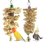 Bird Parrot Chew Toy Corn Chewing Bite Hanging Cage Swing Climb Toys with Bell