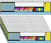 Dunzoom 48 Pcs Desk Name Tags for Classroom Multipurpose Cursive Letters Adhesive Students Name Plates with Multiplication Fractions Percentages Table for Desks Classroom Back to School