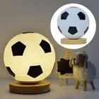 3 Colors LED Soccer Lamp Solid Wood Base Creative Table Lamp Teenagers