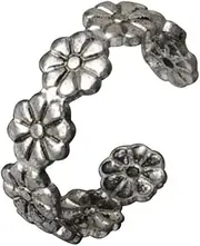 [ANDRESLAD] Vintage Adjustable Daisy Toe Ring for Women Antique Silver Flower Joint Ring Beach Jewelry for Summer Outfits and Footwear
