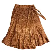 $128 ANTHROPOLOGIE MAEVE HIGH-RISE ZEBRA ANIMAL Print MIDI SKIRT Satin Sz 12 Lg