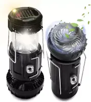 2-Pack Solar Camping Fan W/ Lantern Collapsible Solar Powered USB Rechargeable