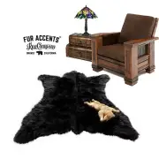 Black Bear Skin Rug - Plush Shag Faux Fur - Bonded Suede Lining - Made in USA