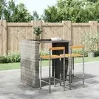 Bar Stools 2 pcs Grey Poly Rattan and Solid Wood Acacia vidaXL