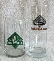 2 New Summit Brewing Co Beer Glasses Unchained Series & Can Shaped