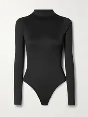 [GOOD AMERICAN] GOOD AMERICAN - Scuba Funnel Stretch-jersey Thong Bodysuit - Black - x large x large Black