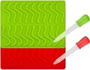CHYIR Candy Silicone Molds & Ice Cube Trays,2 Pack Gummy Worm Molds 20 Cavities with Bonus Dropper (Red, Green)
