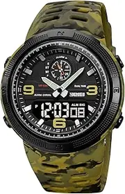 [Gosasa] Mens Analog Digital LED 50M Waterproof Outdoor Sport Watch Military Multifunction Casual Dual Display 12H/24H Stopwatch Calendar Wrist Watch