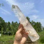 Top! 1.12kg Natural Clear quartz Obelisk Quartz Crystal Wand Point Reiki Tower