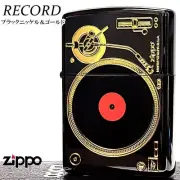 Zippo Record Gold Plated Black Nickel Single Sided Processing Lighter