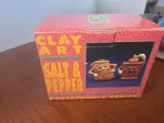 Coffee Bean And Grinder Salt And Pepper Shakers Clay Art 1994 Googly Eyes NOS