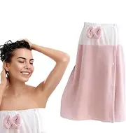 [Generic] Spa Body Wrap for Women | Women Absorbent Towel Adjustable Wrap,Lightweight Bathrobe Snap Closure After Shower Skirt with Bow for Traveling, Camping, Swimming