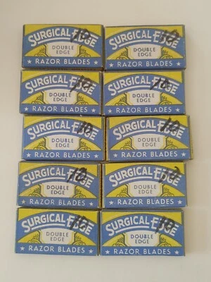 VINTAGE NOS LOT (10) VINTAGE SURGICAL EDGE DOUBLE EDGE RAZOR BLADE PACKS