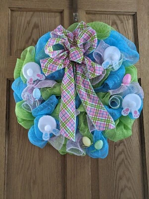 Easter deco mesh Handmade door wreath door hanging Spring seasonal holiday large