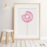 Baby, Girl Nursery Bedroom Wall Art Prints. Candy, doughnut, ice cream, macroon