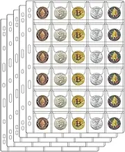 30-Pocket Coin Pages for Collectors, Standard 9-Hole Coin Collection Pages fit Most Binder, Coin Collecting Supplies, Coin Sleeves for Coin, Stamp, Badges etc (30 Pocket - 5 Sheets)