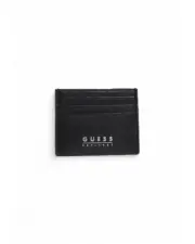 Guess Mens Black Leather Card Holder - Wallets -Size One Size
