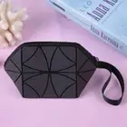 Glossy Geometric Striped Cosmetic Bag Foldable Storage Bag Portable Travel M HG5