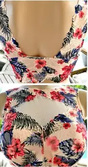 Victorias Secret pink bra M push up floral high neck padded peek a boo push up