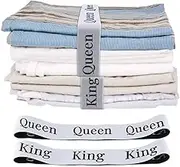 Bed Sheet Organizer Bands Elastic Linen Label Bands for Linen Closet and Sheet Organize (King X 4, Queen X 4)