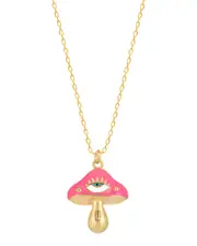 Gabi Rielle 14K Over Silver Enamel Magic Mushroom Charm Necklace
