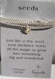 Dogeared Seeds Heart Charm Necklace 16 in Sterling Silver Bead Ball Chain