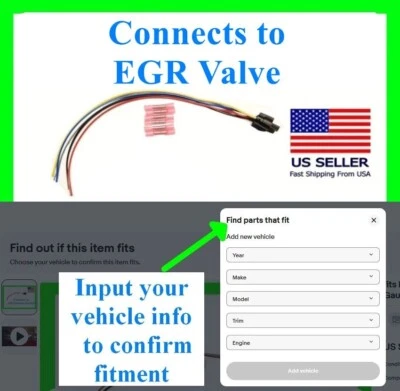 fits Jeep Ram Dodge EGR Valve Connector Plug Wiring Pigtail Harness Exhaust Gas (for: Jeep)