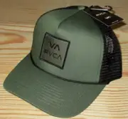 MENS RVCA GREEN BLACK SNAPBACK ADJUSTABLE TRUCKER HAT CAP ONE SIZE
