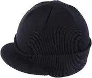 [OATIPHO] Knitted Caps Knitted Hat Beanie Hat Peaked Cap Unisex Warm Hat Black