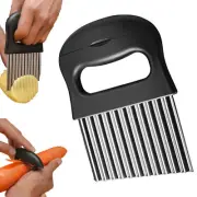 Crinkle Cutter Wavy Vegetable Potato Chip Slicer Knife Stainless Steel Tool